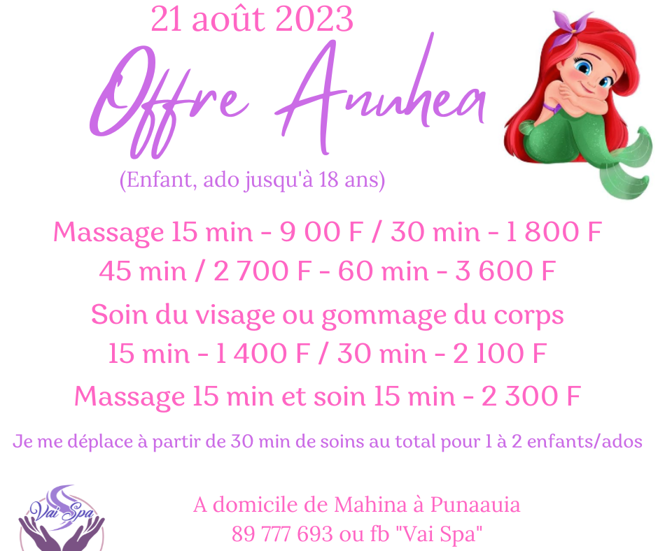 Offre Anuhea (enfants/ados)