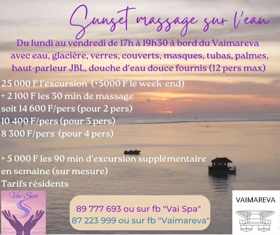 Sunset massage sur l'eau avec Vaimareva