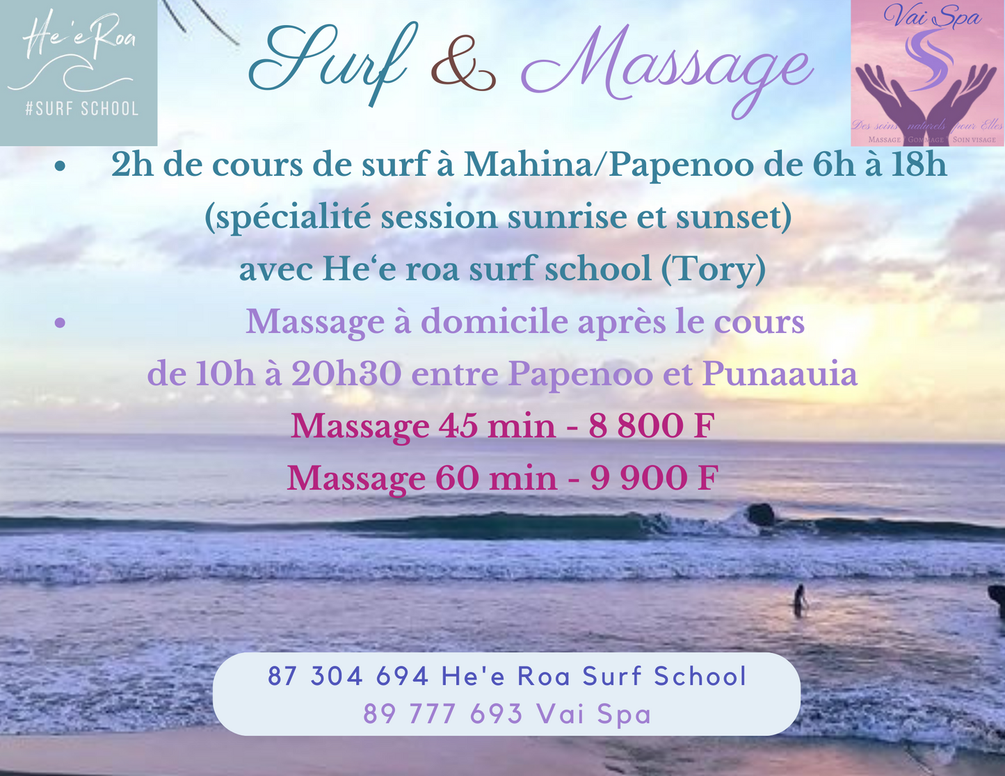 Surf & massage avec He'e roa surf school