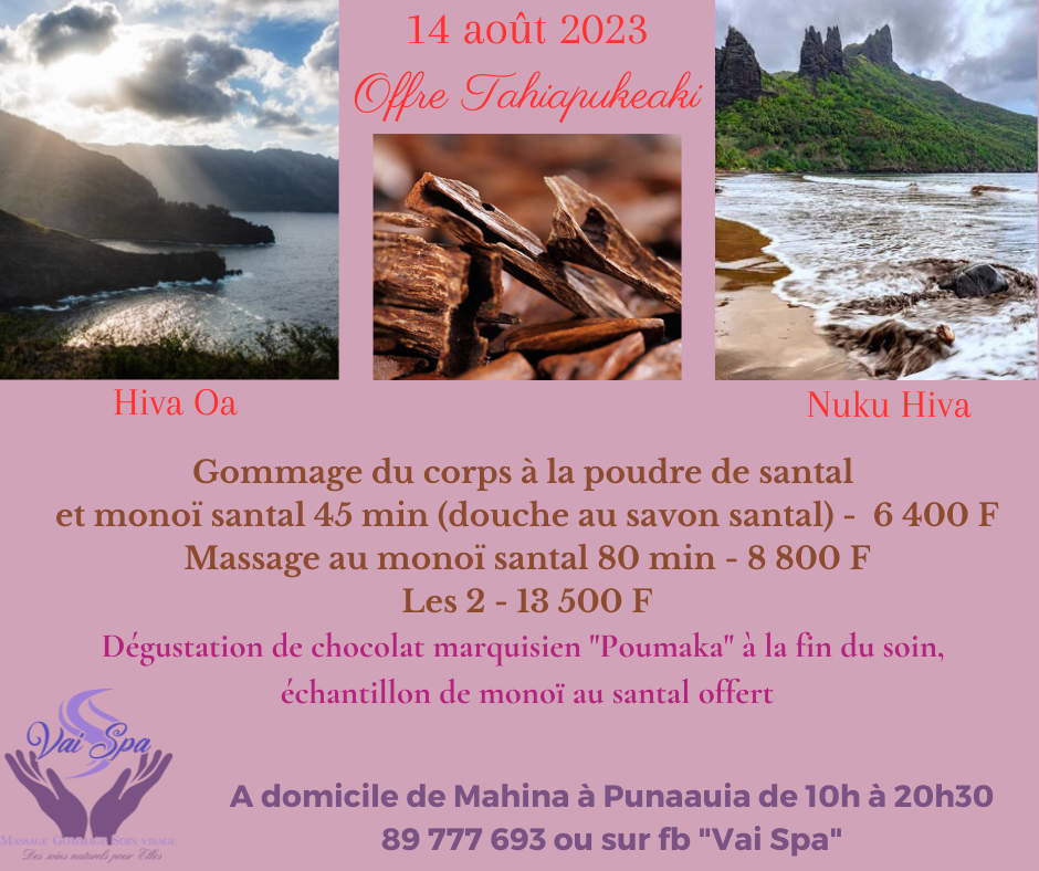 Offre Tahiapukeaki au santal des Marquises